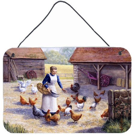 CAROLINES TREASURES Chicken Hen Feeding Time Wall or Door Hanging Prints BDBA0352DS812